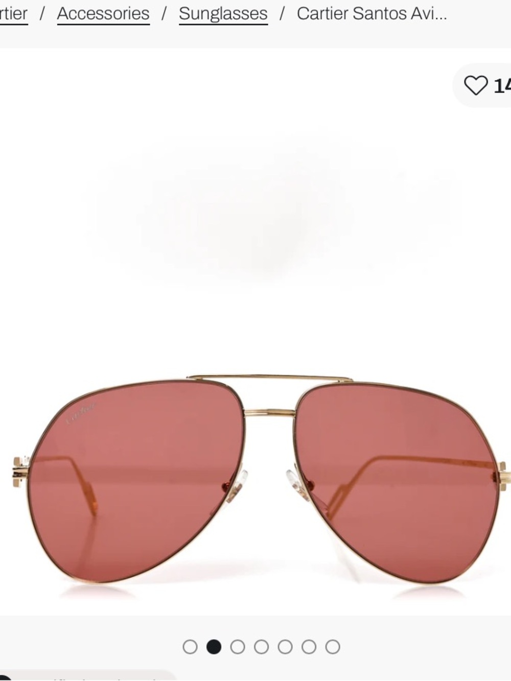 CARTIER Santos Aviator Sunglasses CT0110S Gold NWT